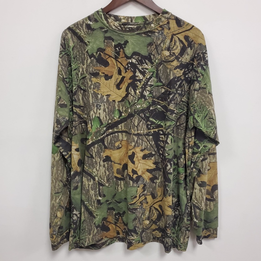 Vintage Fieldstaff Mens Long Sleeve Mossy‎ Oak Obsession Camo T Shirt Size XL